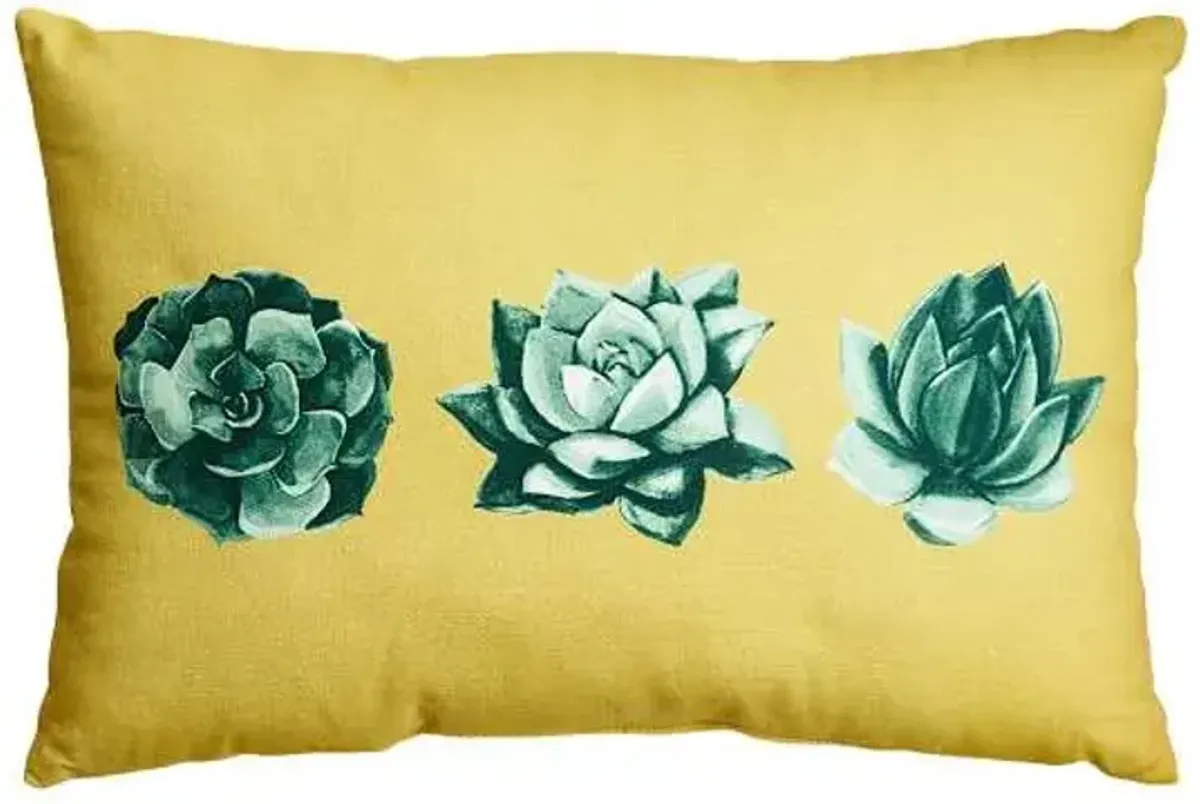 Succulent Garden Lumbar Outdoor Throw Pillow, 14x20