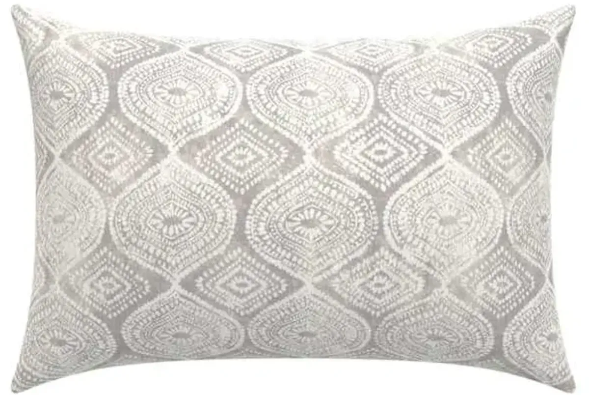 Gray Patna Geo Lumbar Outdoor Throw Pillow, 14x20
