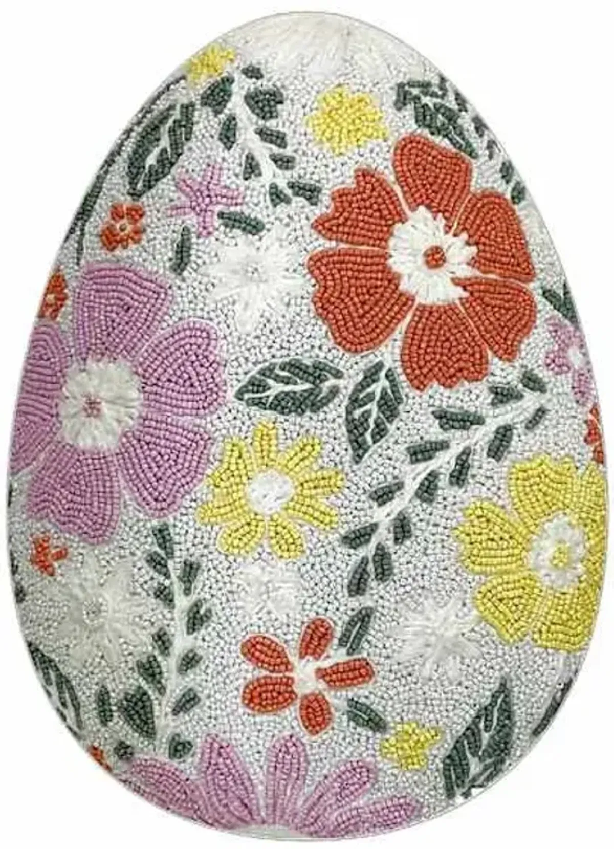 Beaded Floral Easter Egg Throw Pillow, 13x16