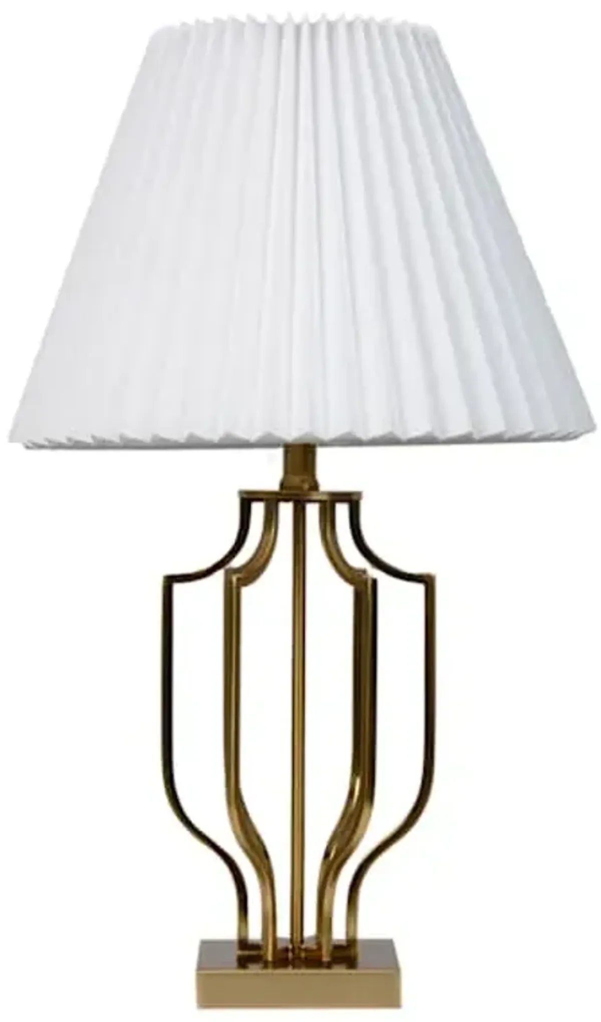 Gold Metal Medium Table Lamp with Pleated Empire Shade, 24"