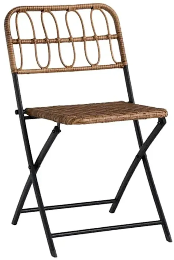 Found & Fable Wicker Open Weave Patio Folding Chair, Natural