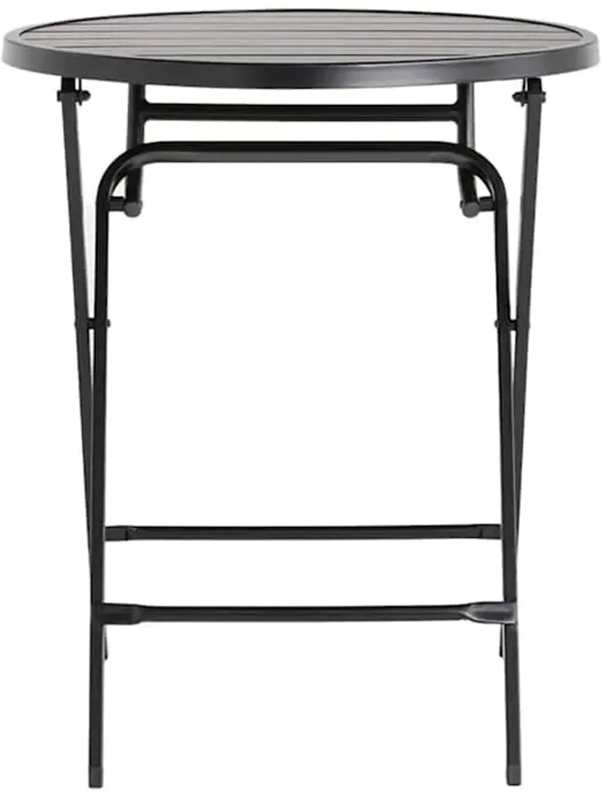 Slat Metal Patio Folding Table, Black