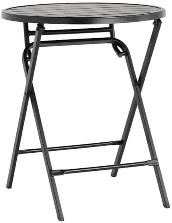 Slat Metal Patio Folding Table, Black