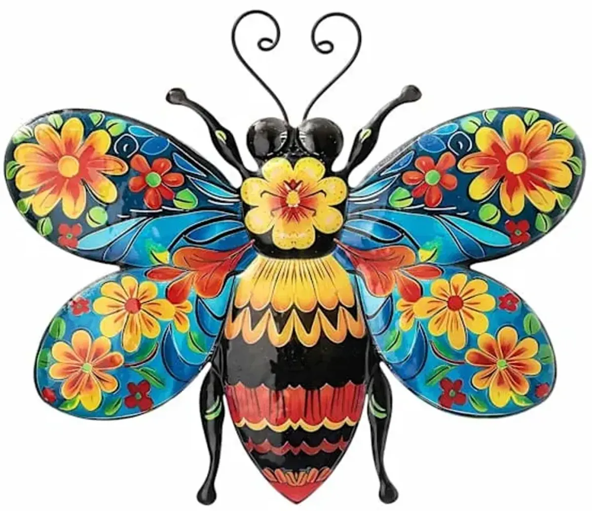 Talavera Metal Bee Outdoor Wall Decor, 14"