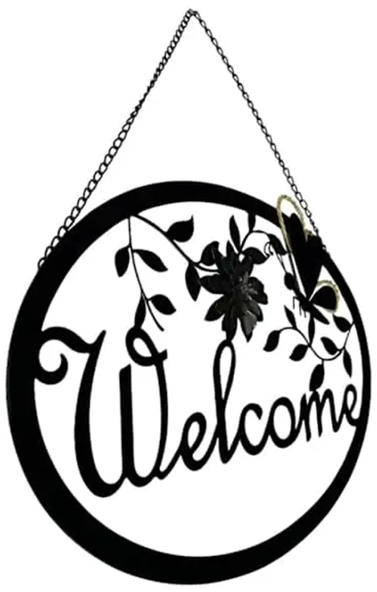 Black Metal Welcome Cut Out Sign, 24"
