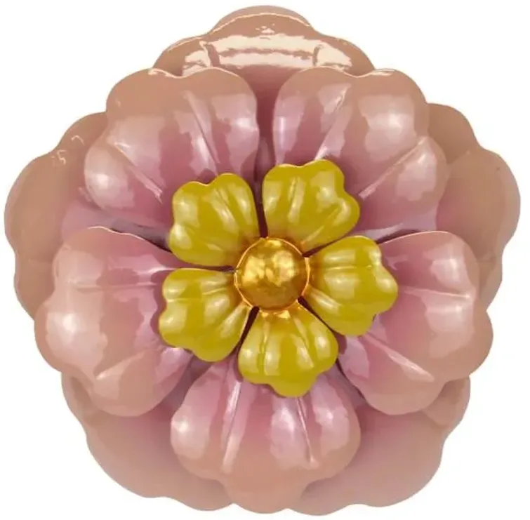 Honeybloom Pink Metal Flower Outdoor Wall Decor, 12"