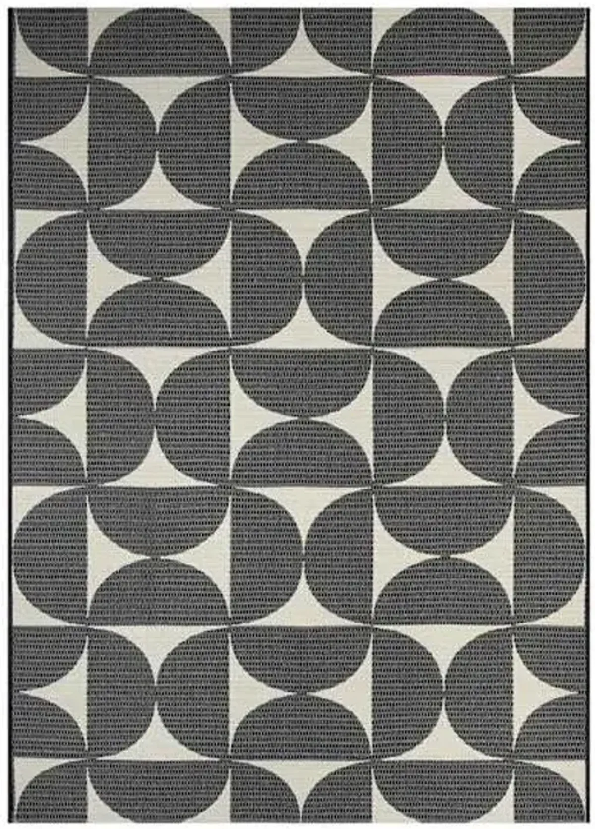 (E535) Crosby St. Black & White Geometric Outdoor Area Rug, 5x7