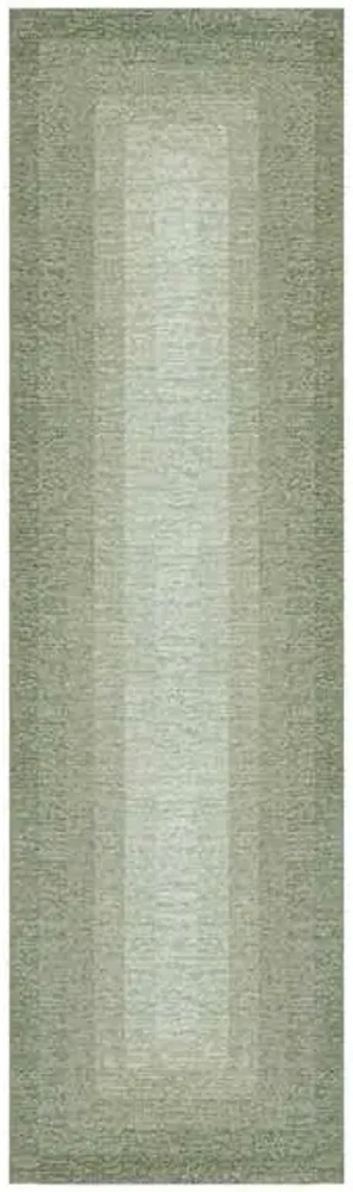 (B893) Green Ombre Flatweave Runner, 2x7