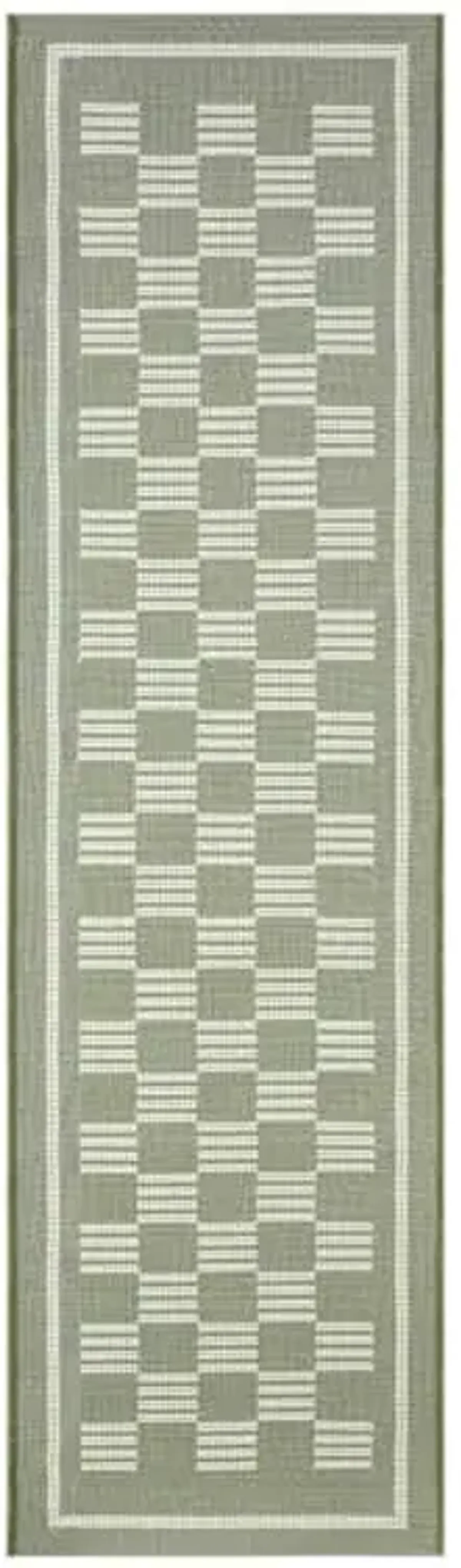 (E536) Honeybloom Green Checkerboard Runner, 2x7