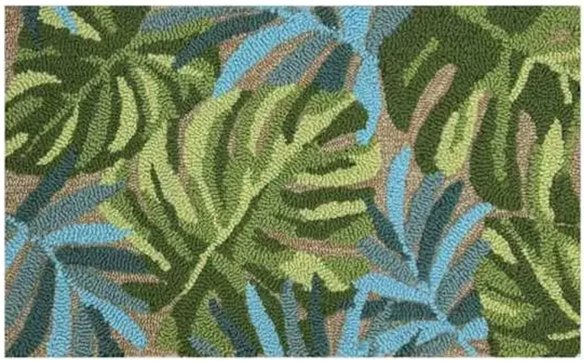 Tropical Green Hook Tufted Outdoor Accent Rug, 18x30