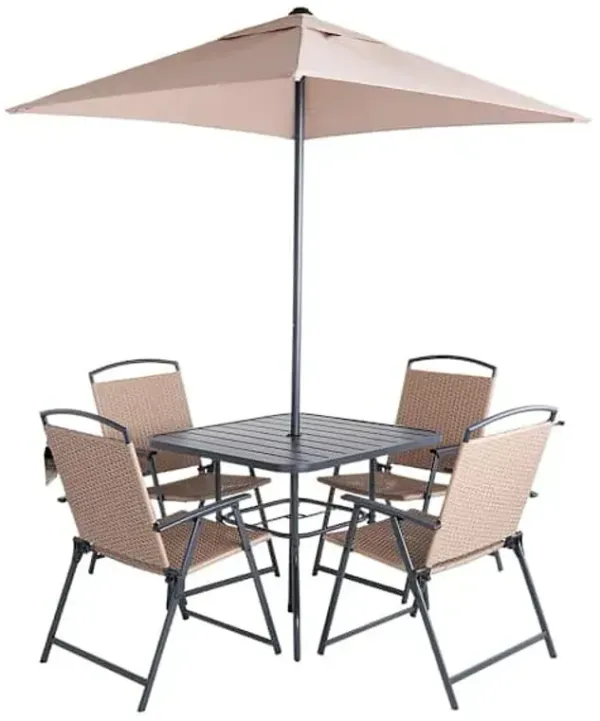 Fairport 6-Piece Brown Wicker & Bronze Metal Patio Dining Set