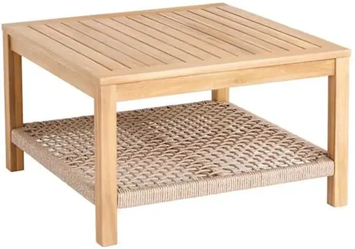 Haven Blonde Acacia Wood & Tan Rope Patio Coffee Table