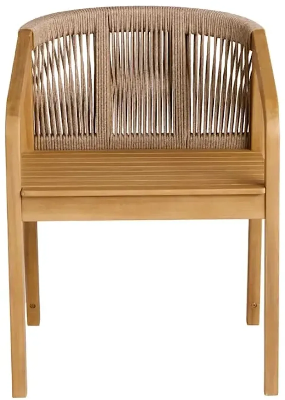 Blonde Acacia Wood & Tan Rope Patio Dining Chair