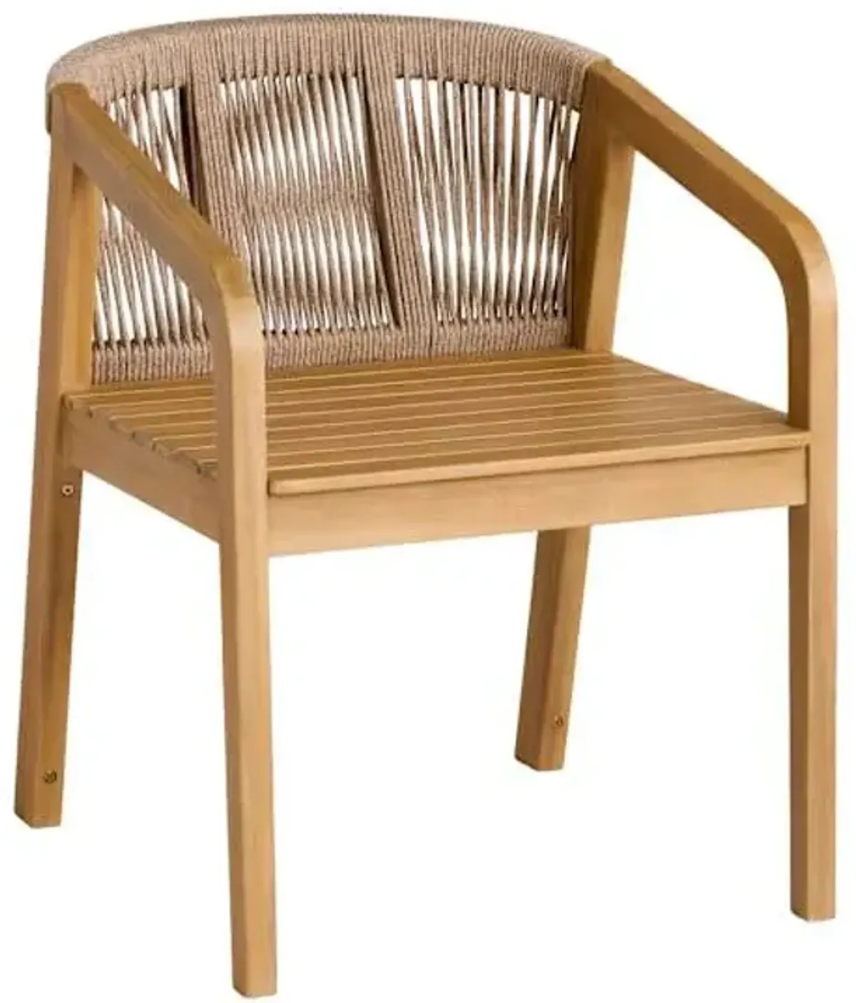 Blonde Acacia Wood & Tan Rope Patio Dining Chair