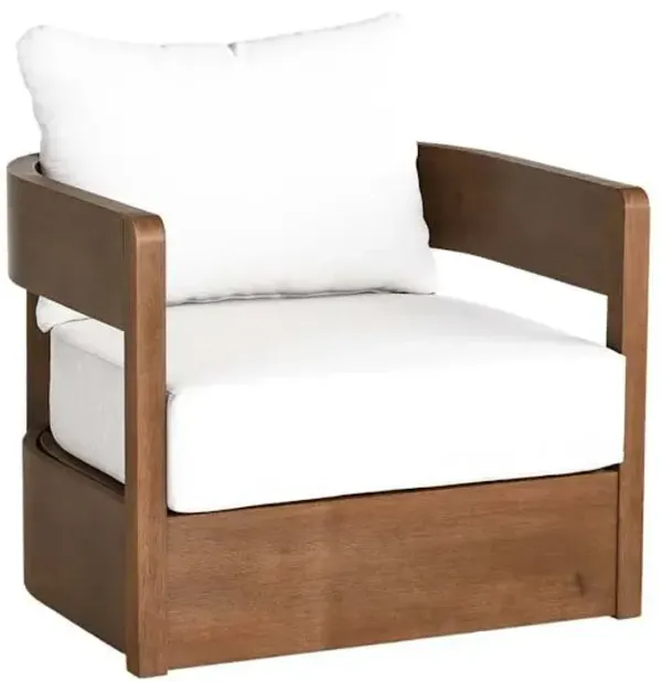 Oakes Driftwood Finish Acacia Wood with Ash Cushions Swivel Patio Armchair