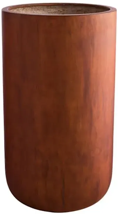 Teak Brown Tall Outdoor Planter, Large