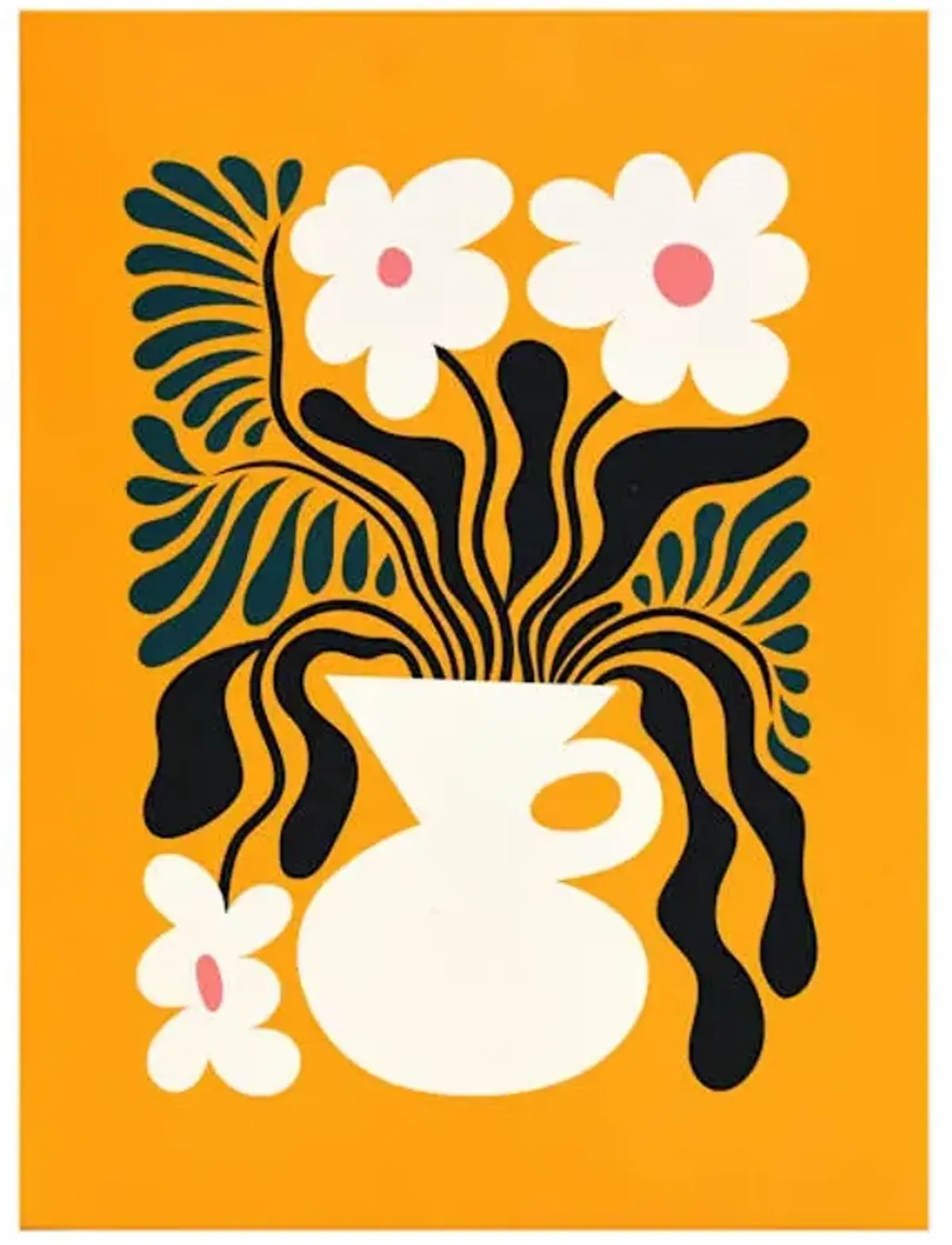 White Flowers in Vase Canvas Wall Art, 12x16