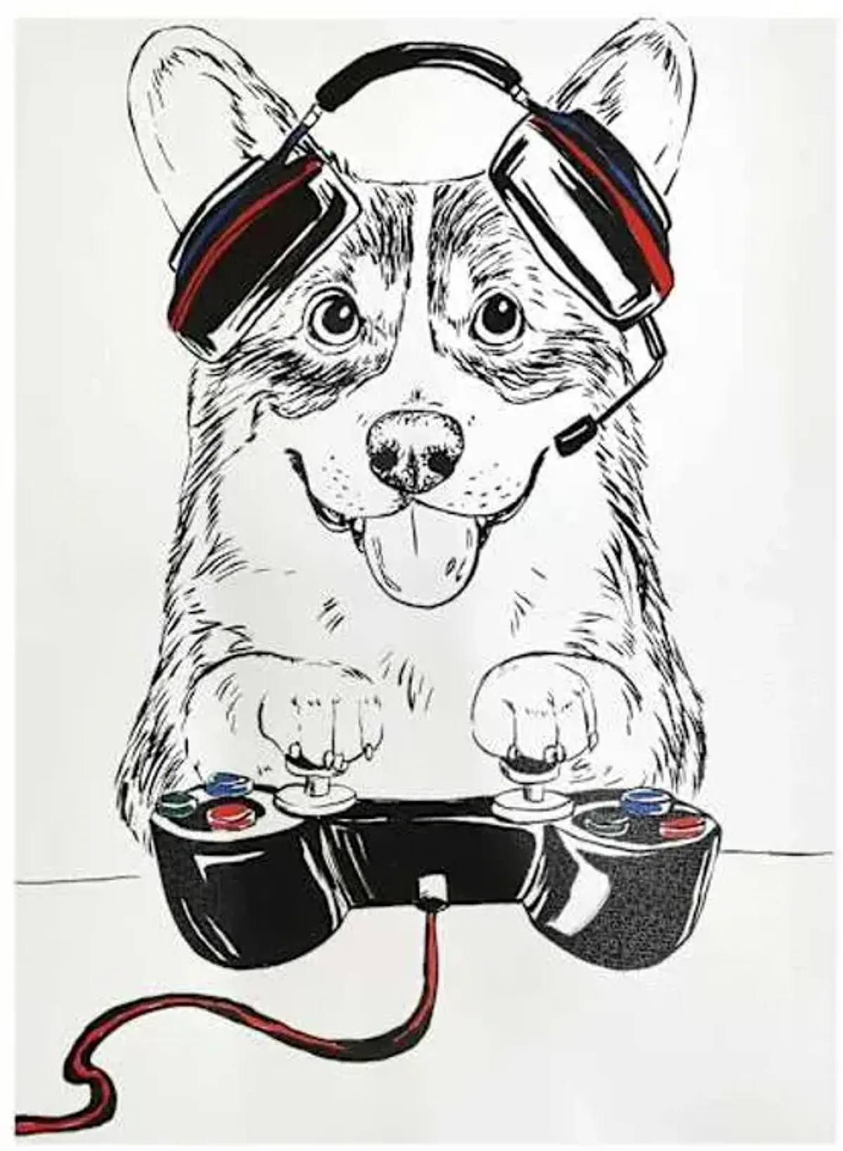 Gamer Corgi Canvas Wall Art, 12x16