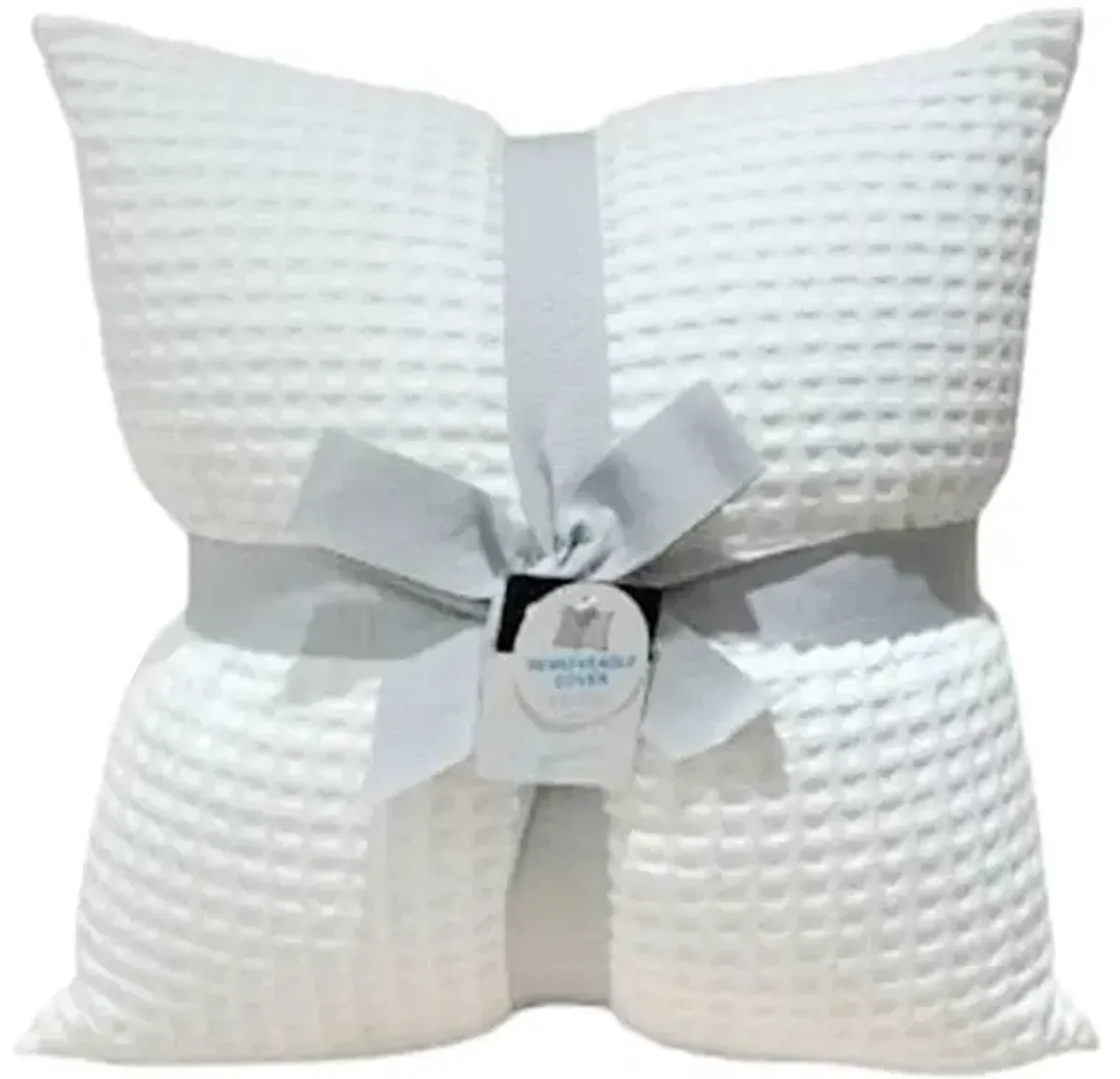 2-Pack White Waffle Throw Pillows, 18"
