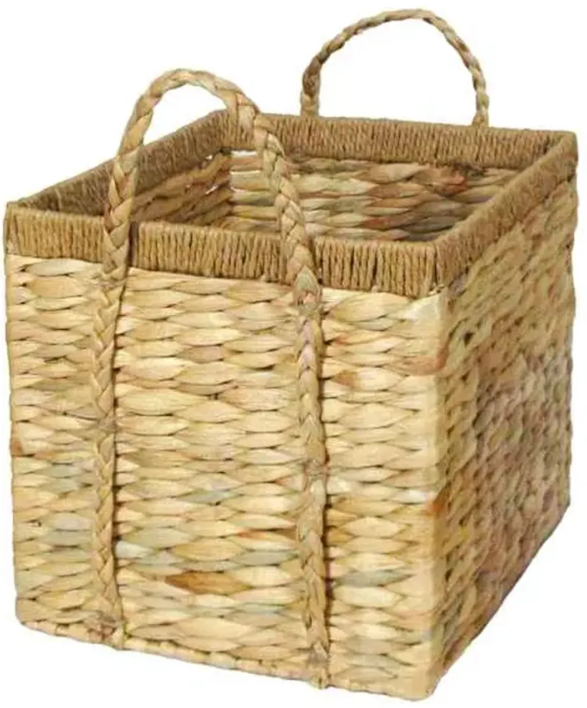 Wicker Rectangle Light Basket with Braided Handles, Small