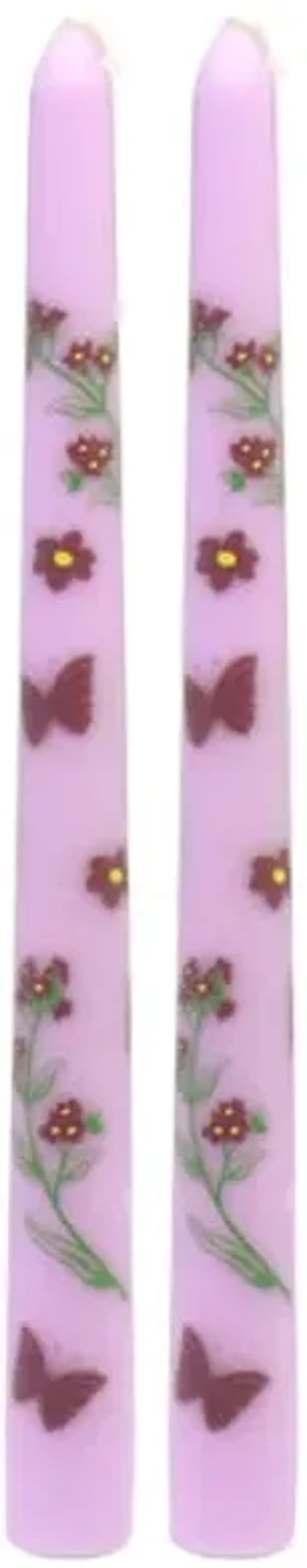 2-Pack Butterfly Printed Purple Taper Candles, 10"