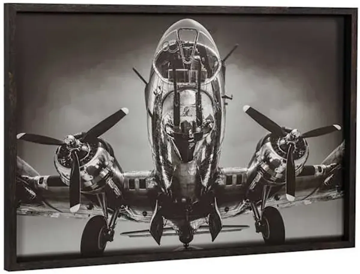 Framed Black Airplane Canvas Wall Art, 36x24