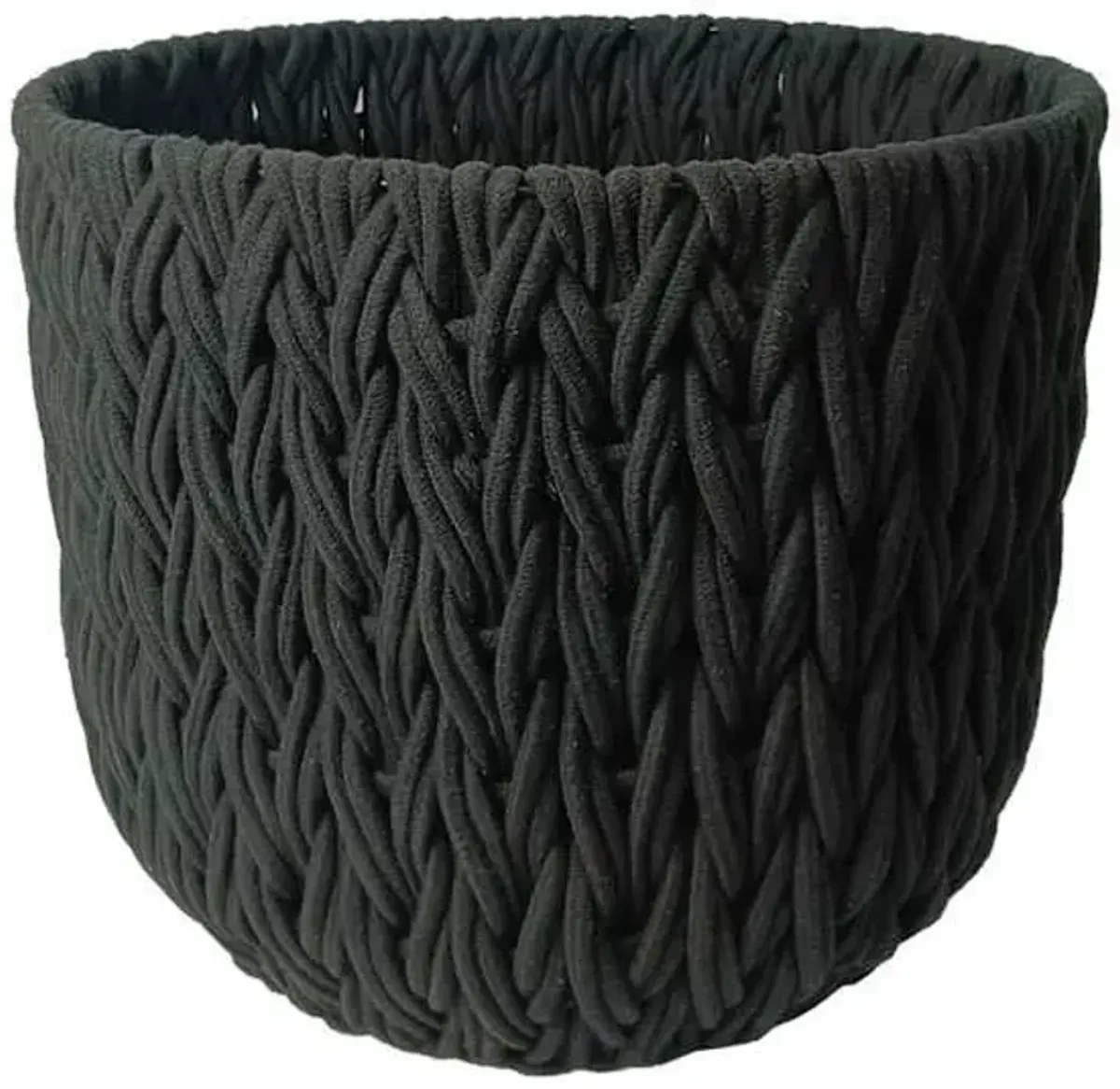 Black Chunky Round Fabric Storage Basket, Large
