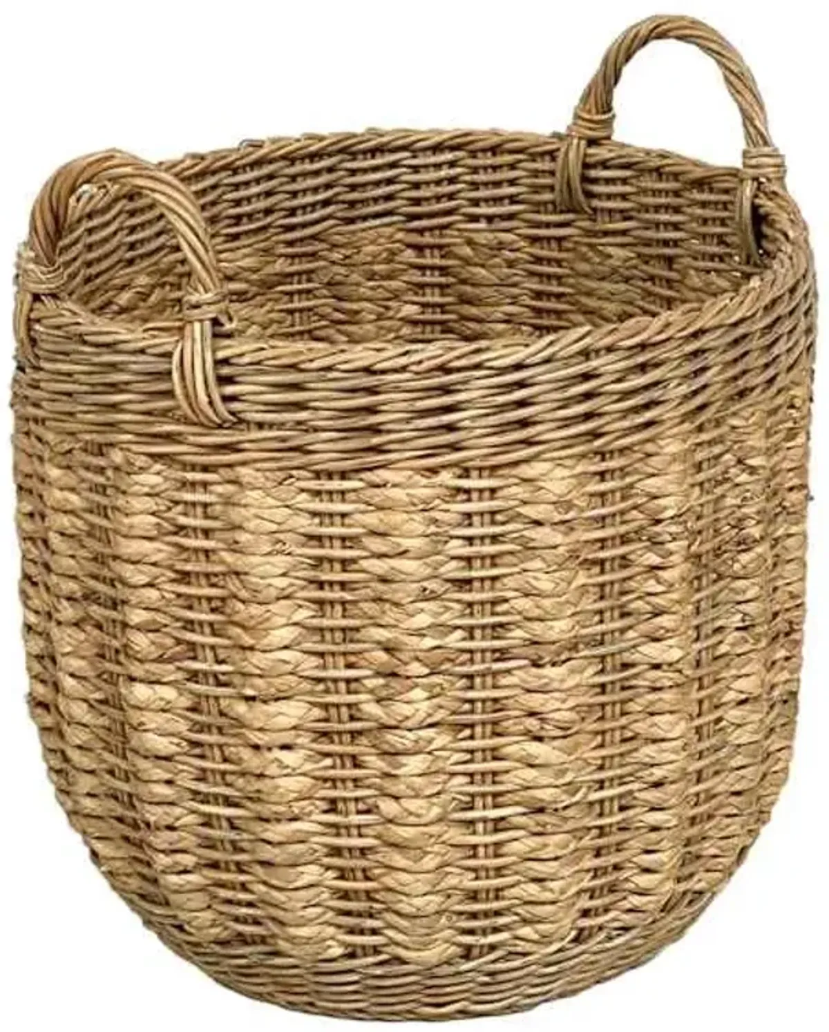 Two-Tone Round Water Hyacinth Storage Basket, Medium