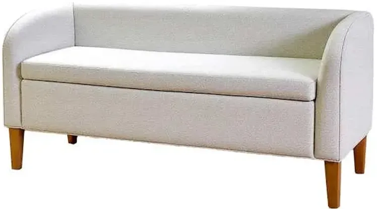 Audrey Storage Settee Bench, Ivory