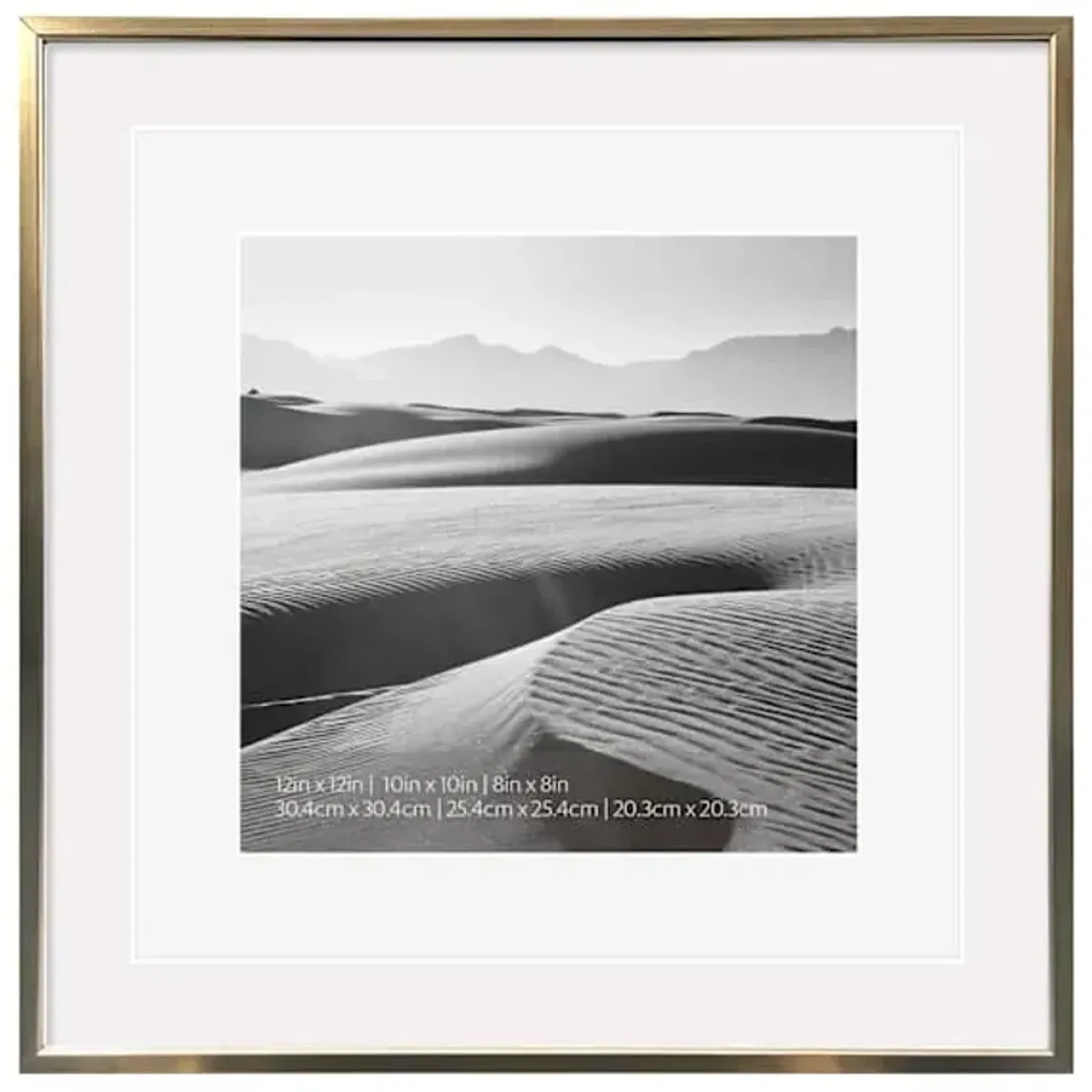 12x12 Champagne Thin Matted to 10x10 & 8x8 Wall Frame