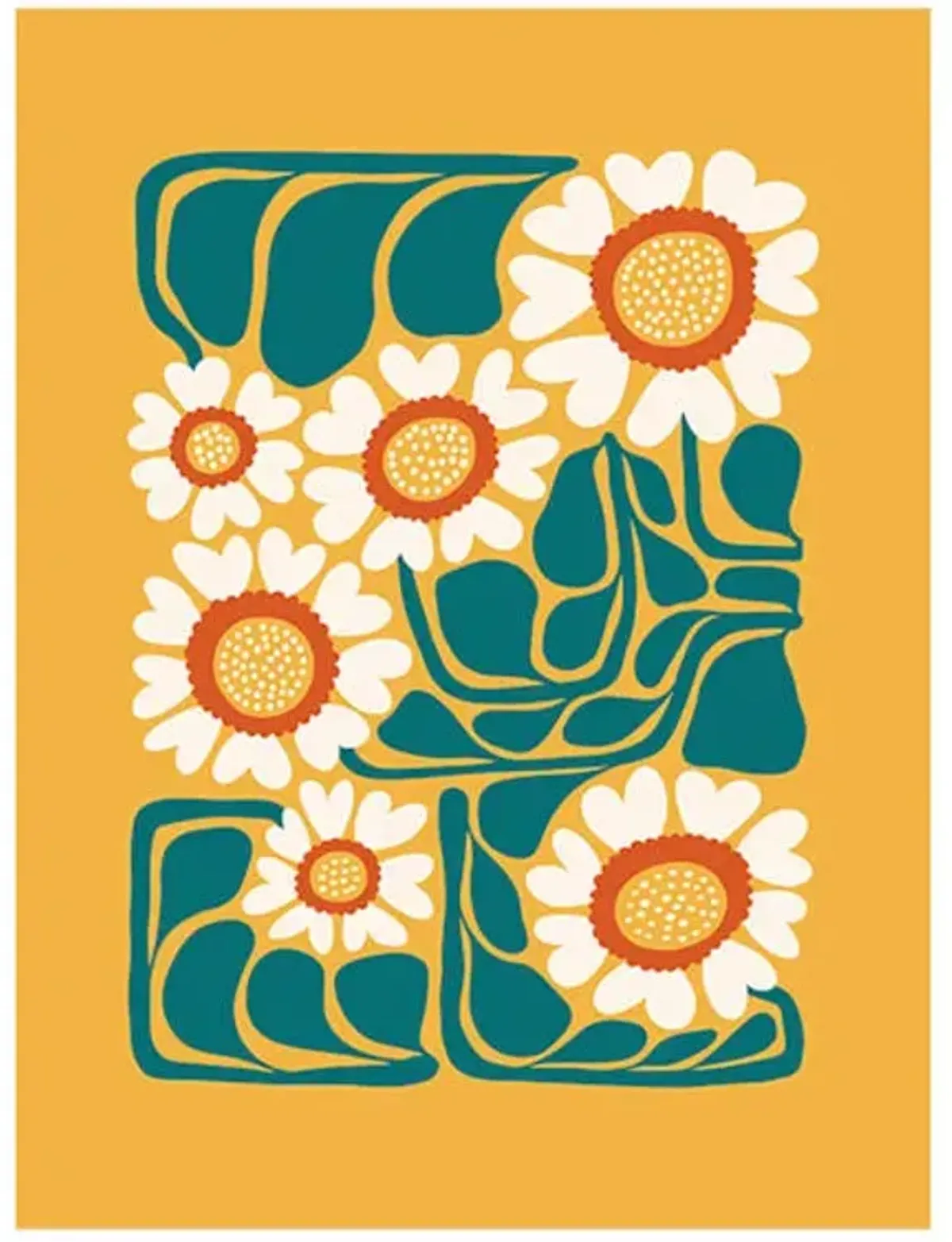 Deco Daisies Canvas Wall Art, 12x16