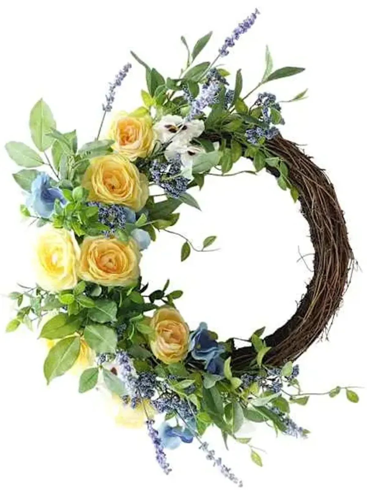 Yellow Ranunculus Half Wreath, 19"