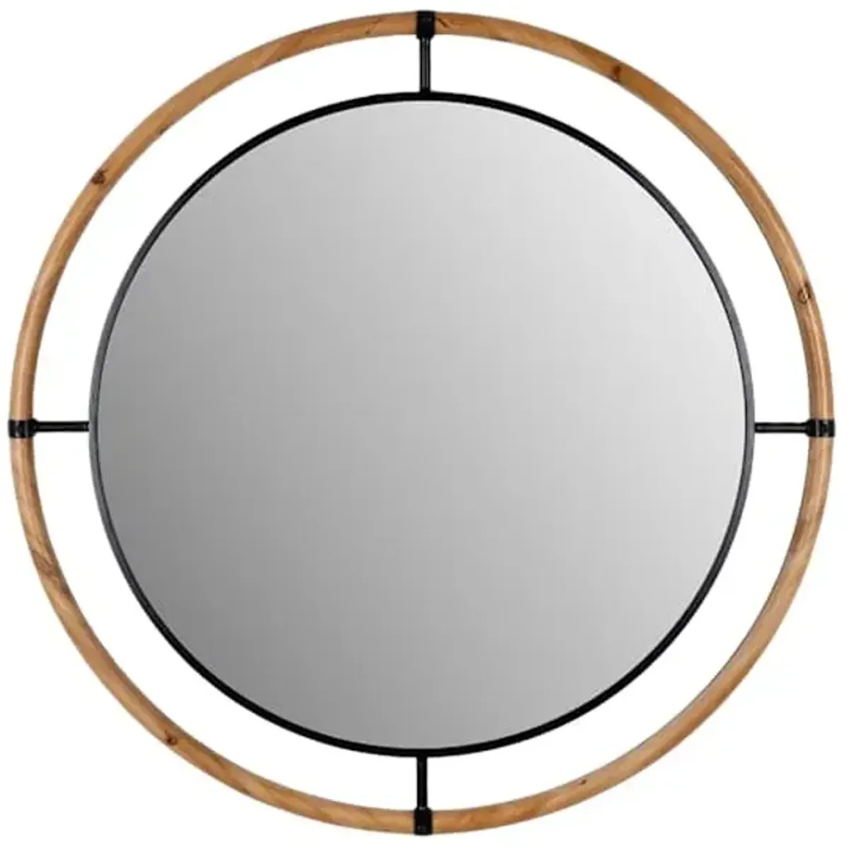 Metal & Wood Wall Mirror, 36"