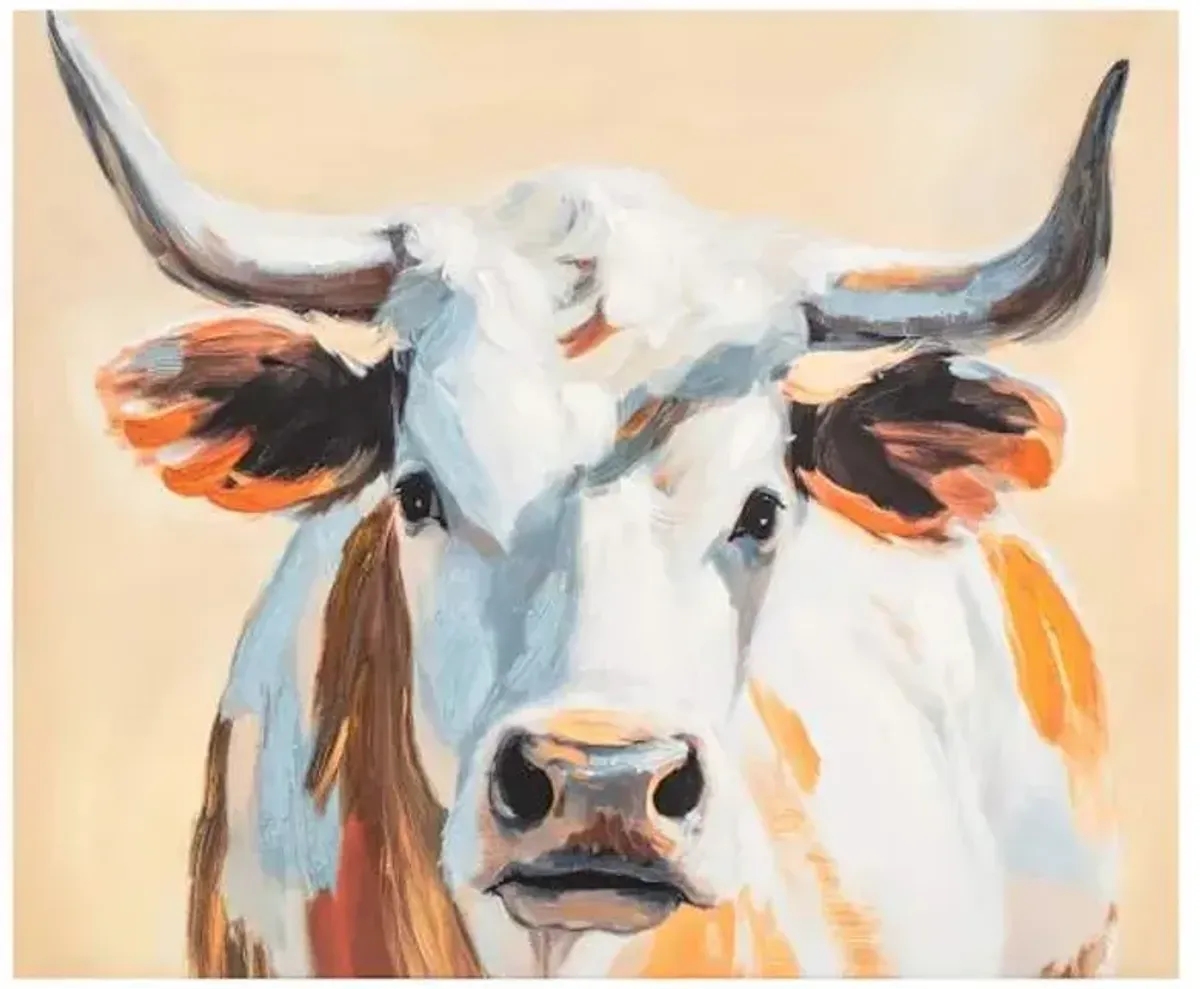 Orange Steer Canvas Wall Art, 32x24