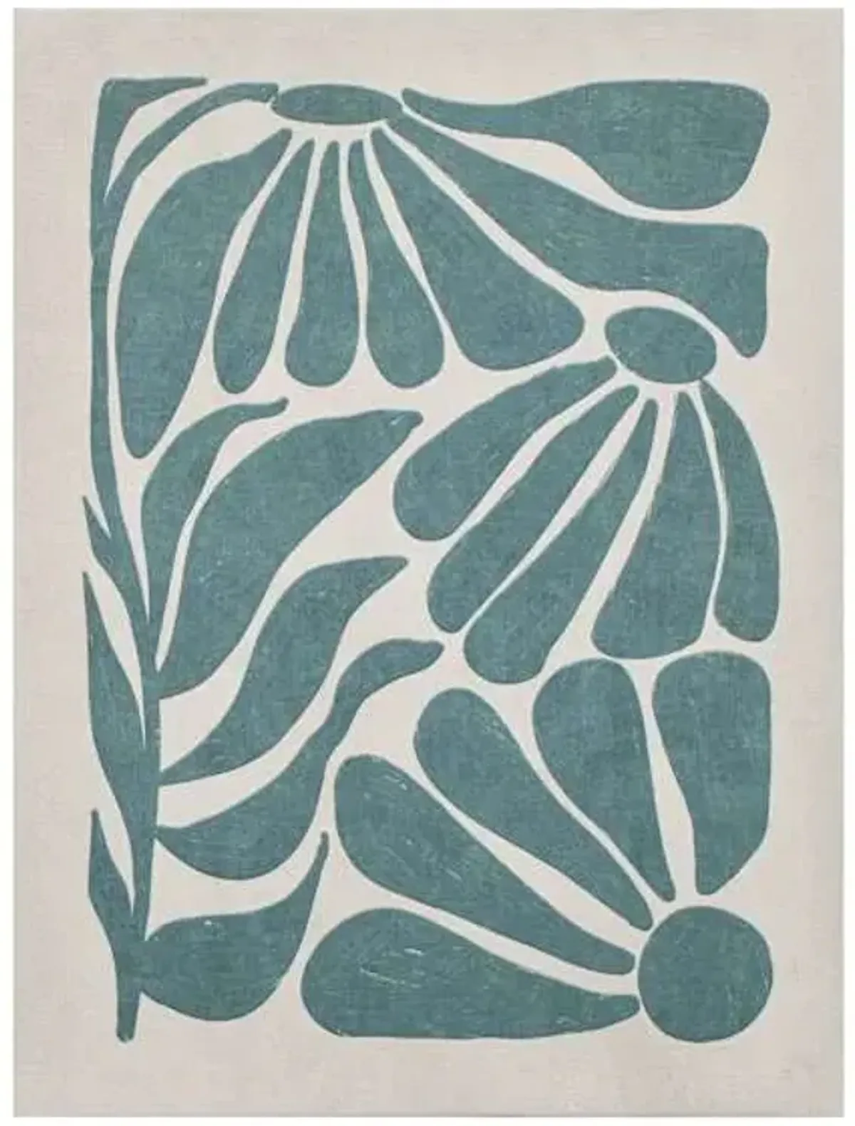 Aqua Boho Floral Canvas Wall Art, 12x16