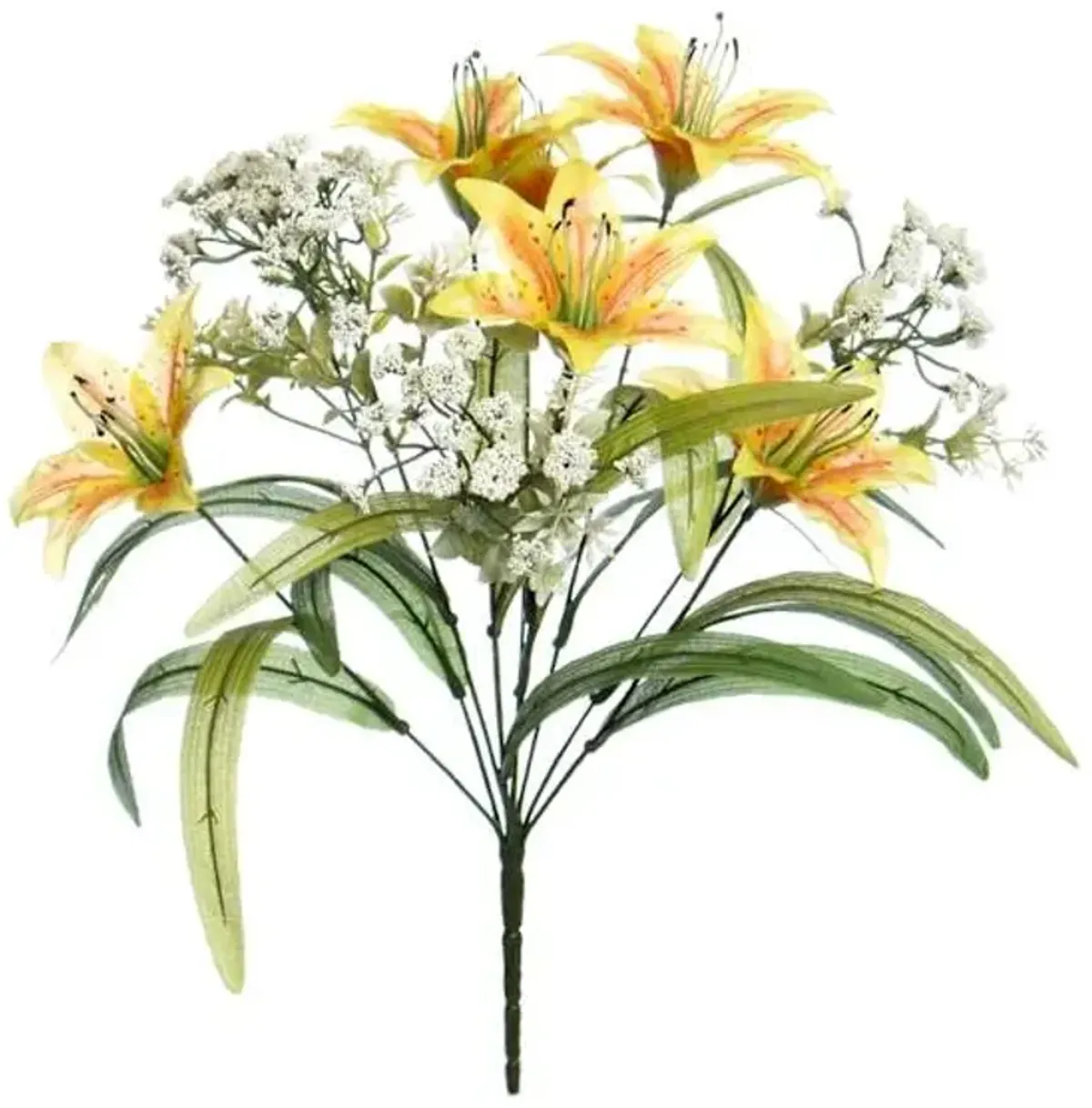 Yellow Tiger Lily & Queen Anne's Lace Bush, 18"