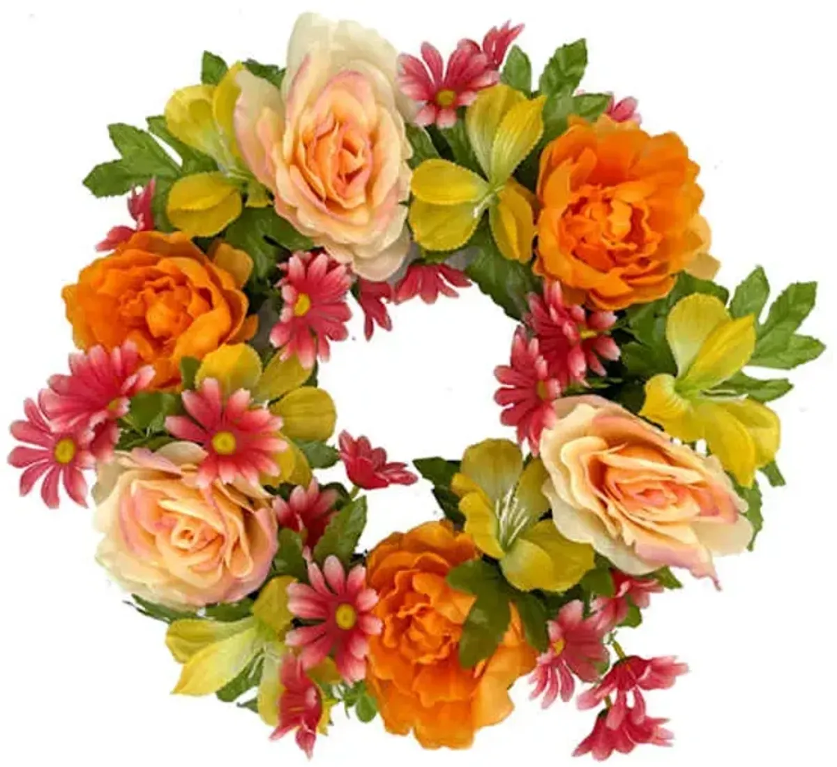 Orange & Yellow Mixed Floral Wreath, 18"