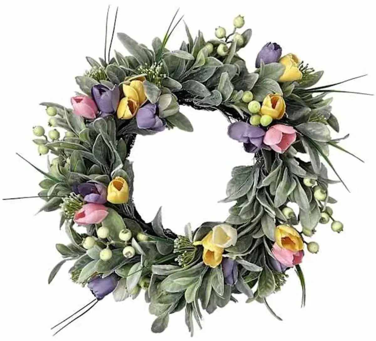 Tulip & Leaves Wreath, 22"