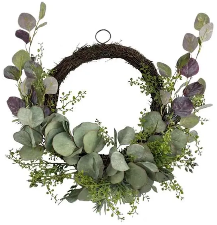 Eucalyptus Leaf Semi-Wreath with Podocarpus, 20"