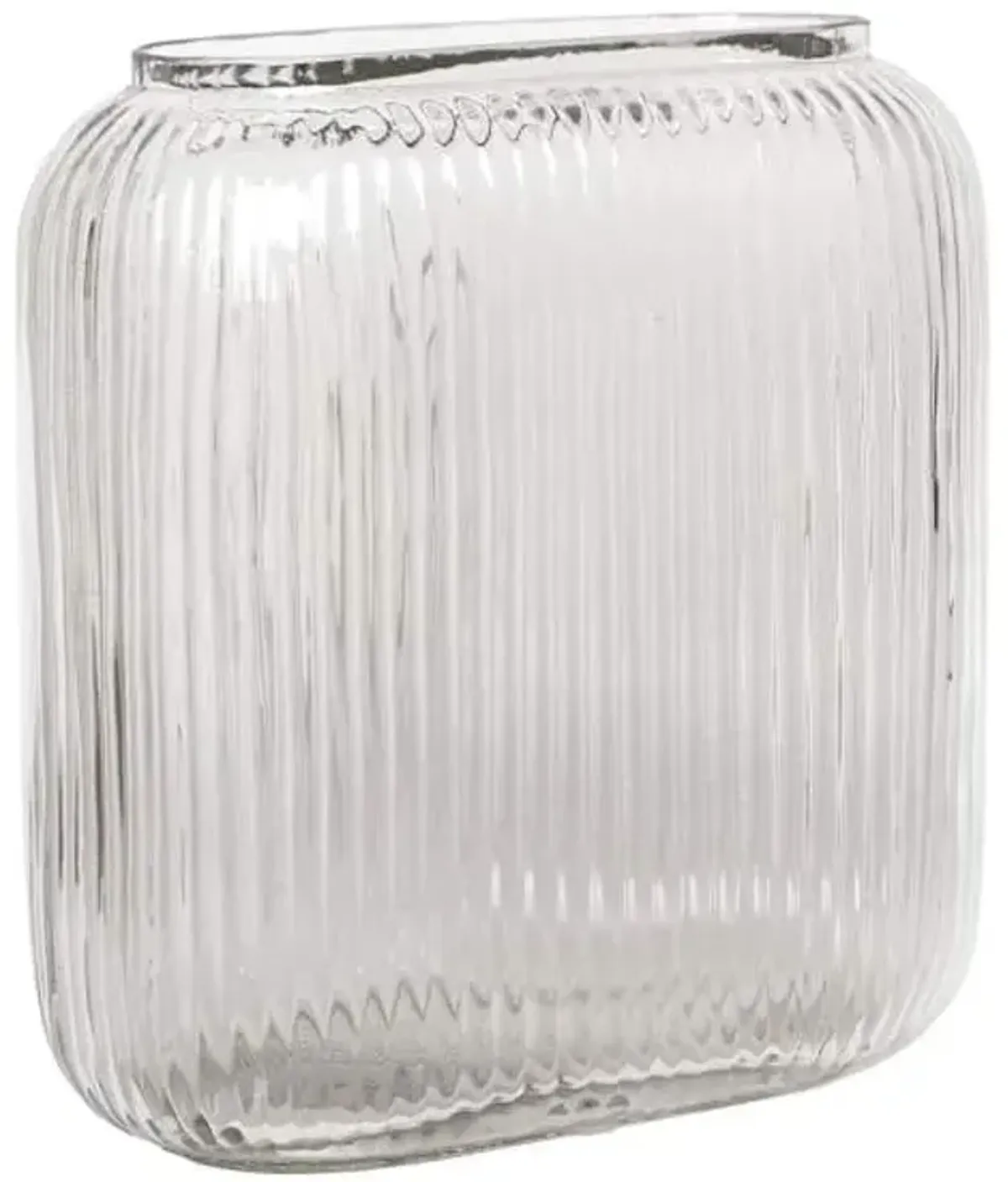Clear Rectangle Ribbed Vase, 7"
