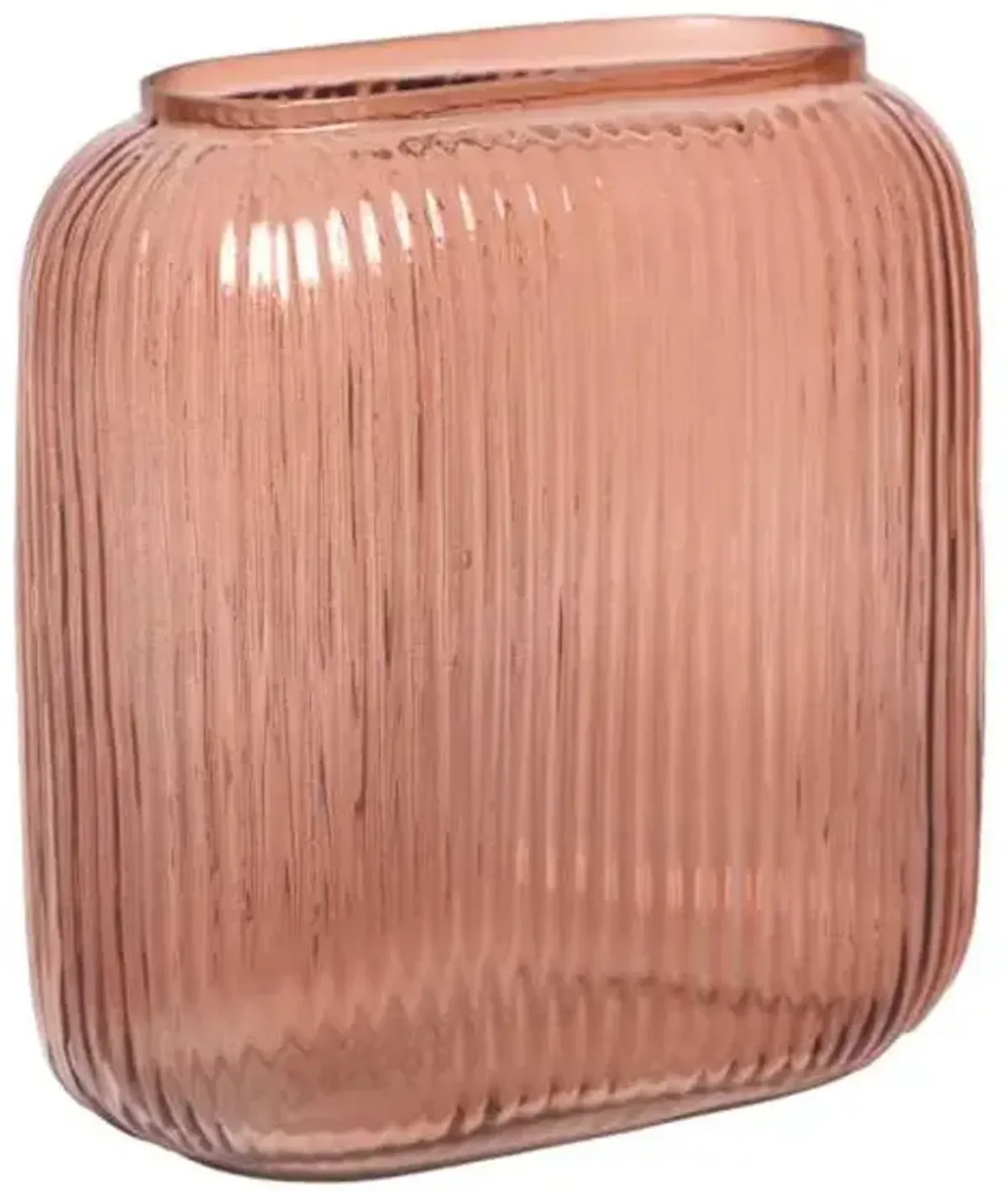 Pink Rectangle Ribbed Vase, 7"