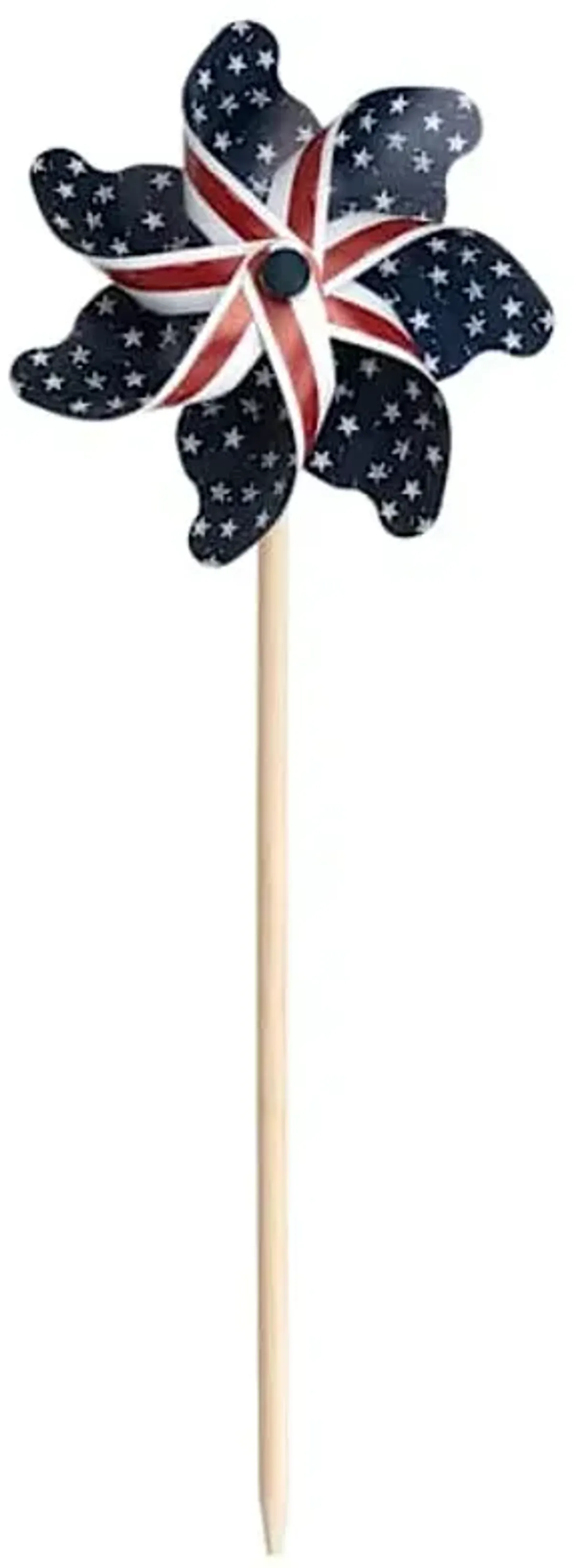 Patriotic Red Striped & Navy Star Whirligig, 19"