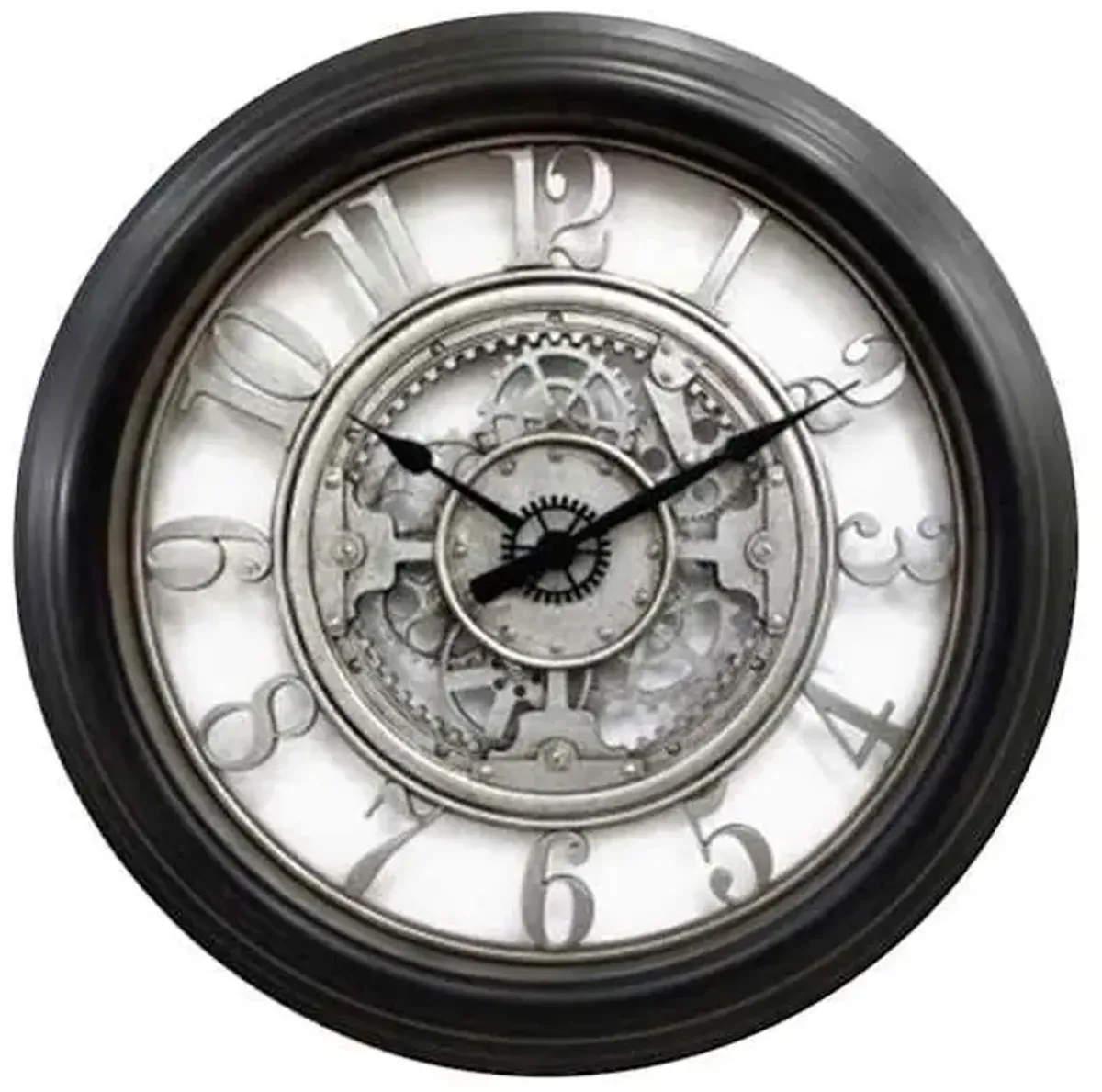Rustic Silver Gears Wall Clock, 28"