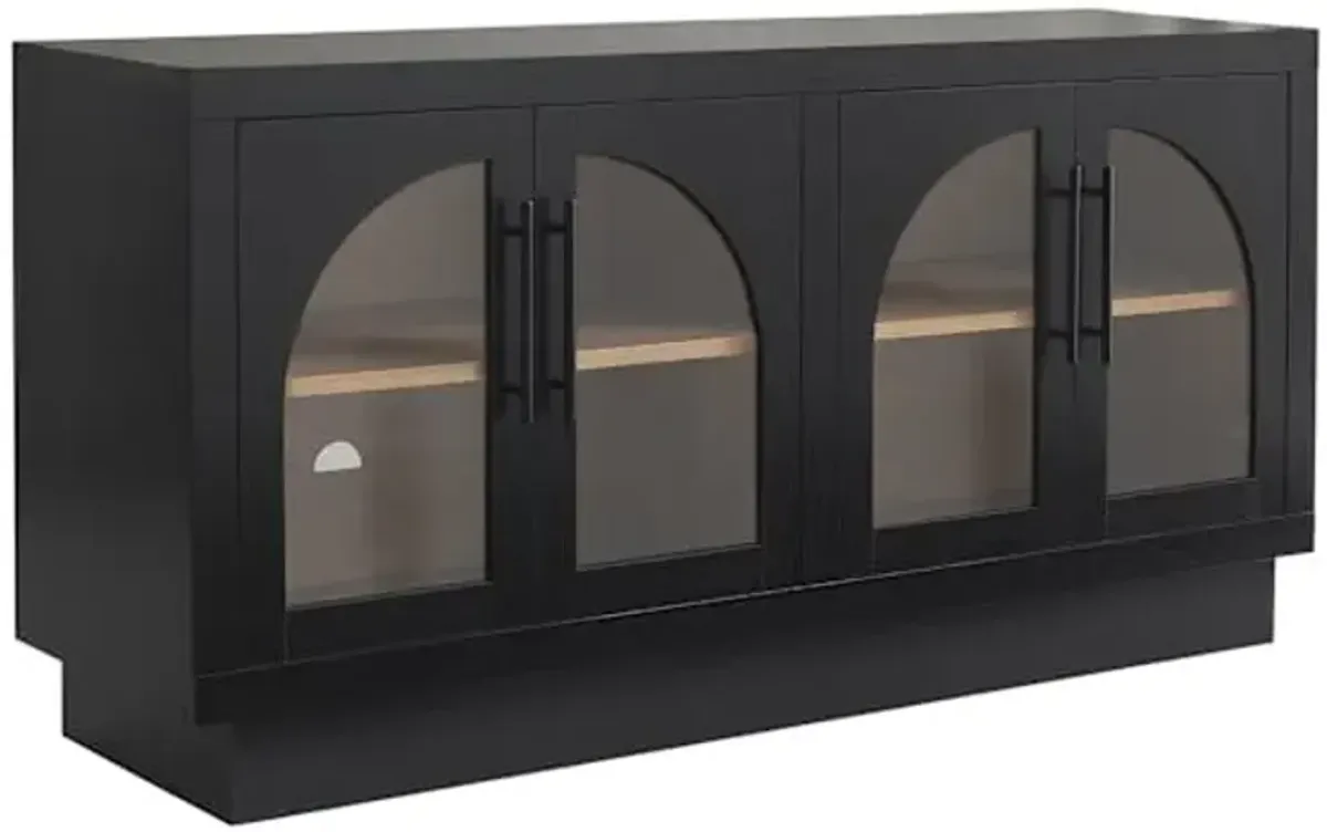 Lainey Wood & Glass Media Cabinet, Black
