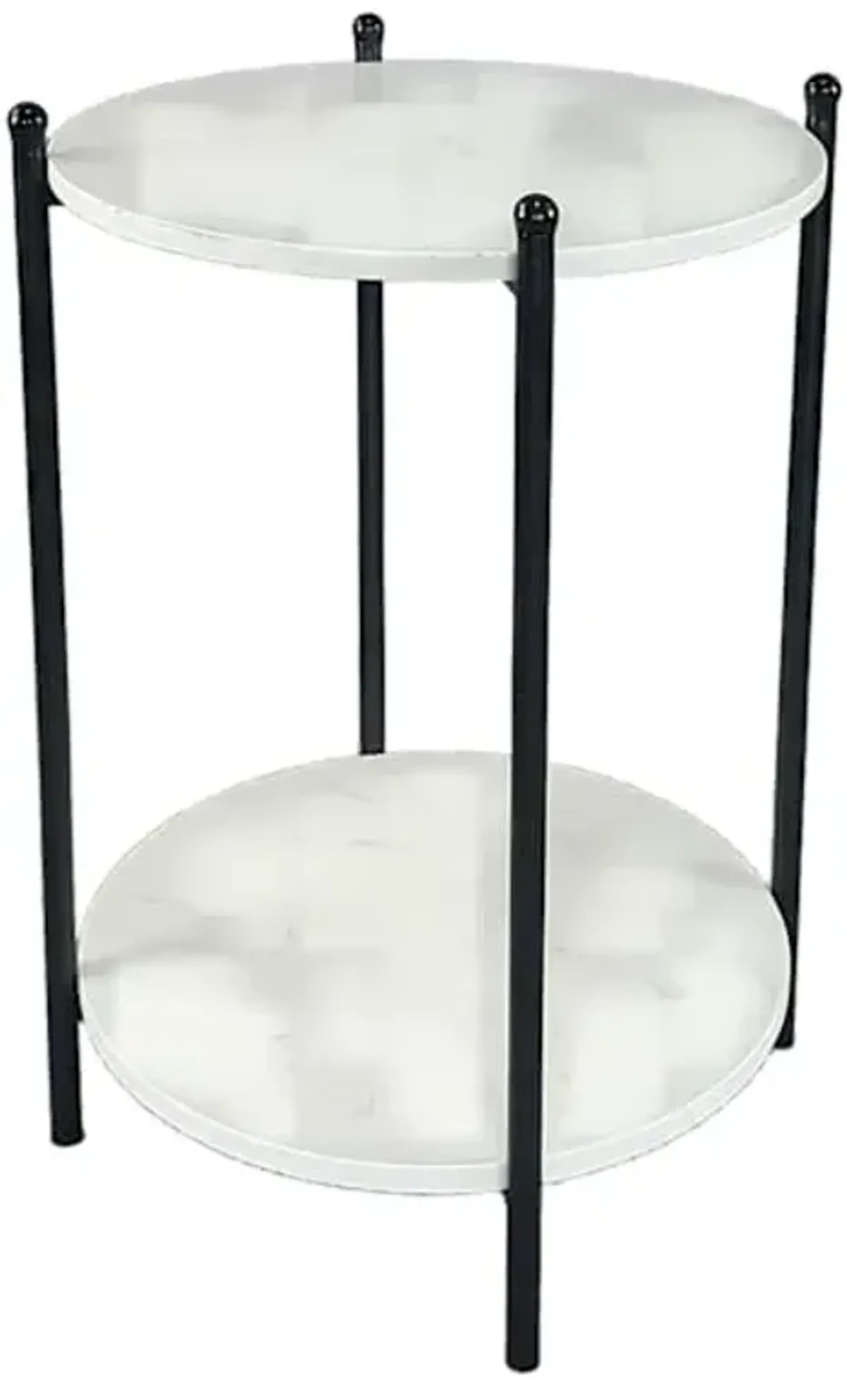 Leah Metal & Marble Accent Table, White