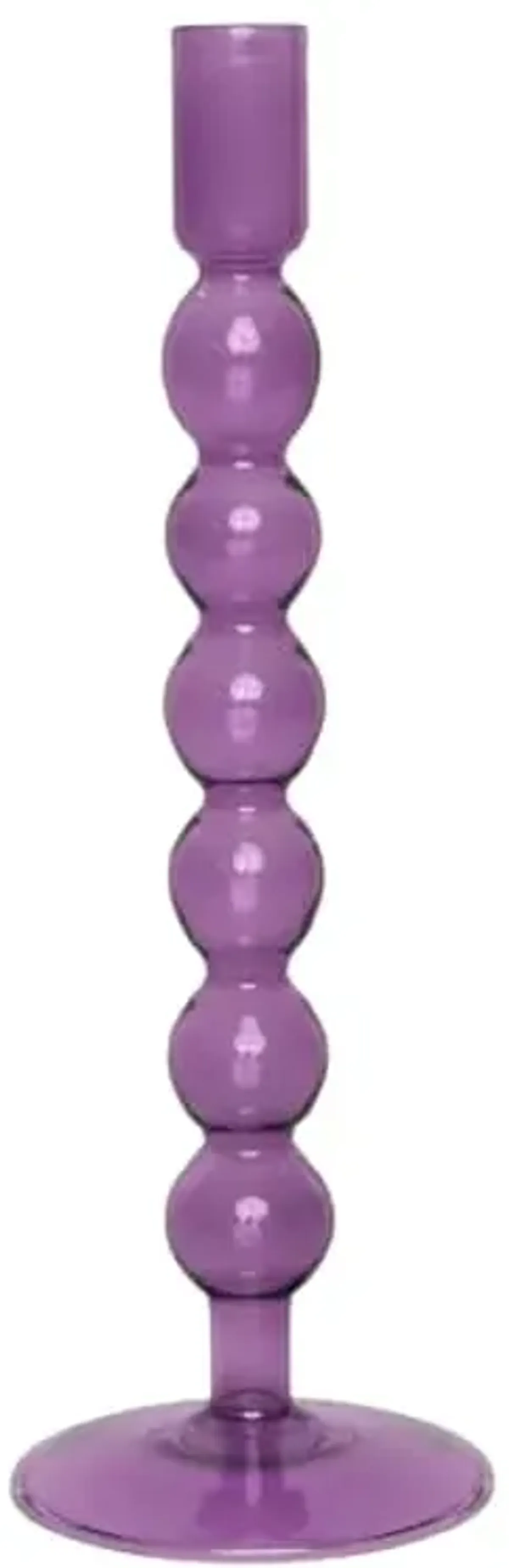 Purple Bubble Glass Taper Candle Holder, 11"