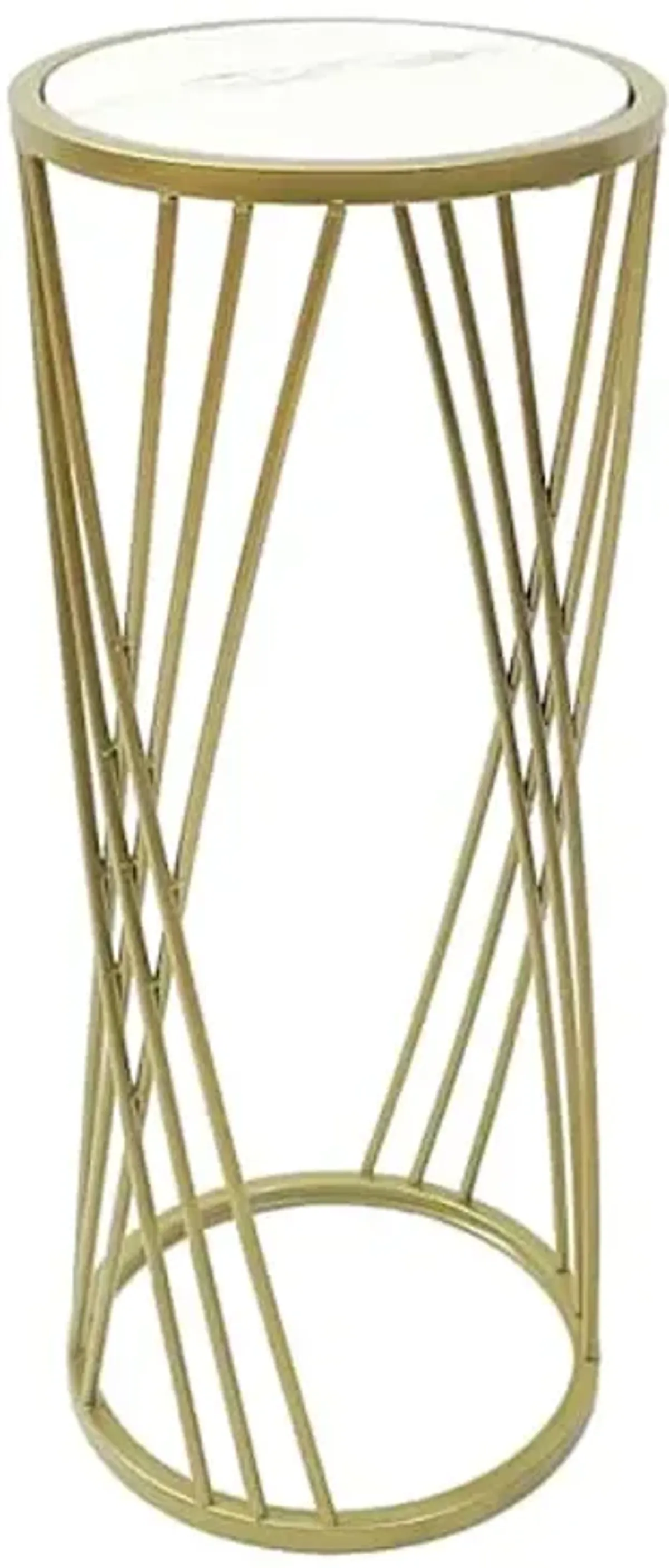 LARGE CROSS MARBLE PLANT STAND GOLD