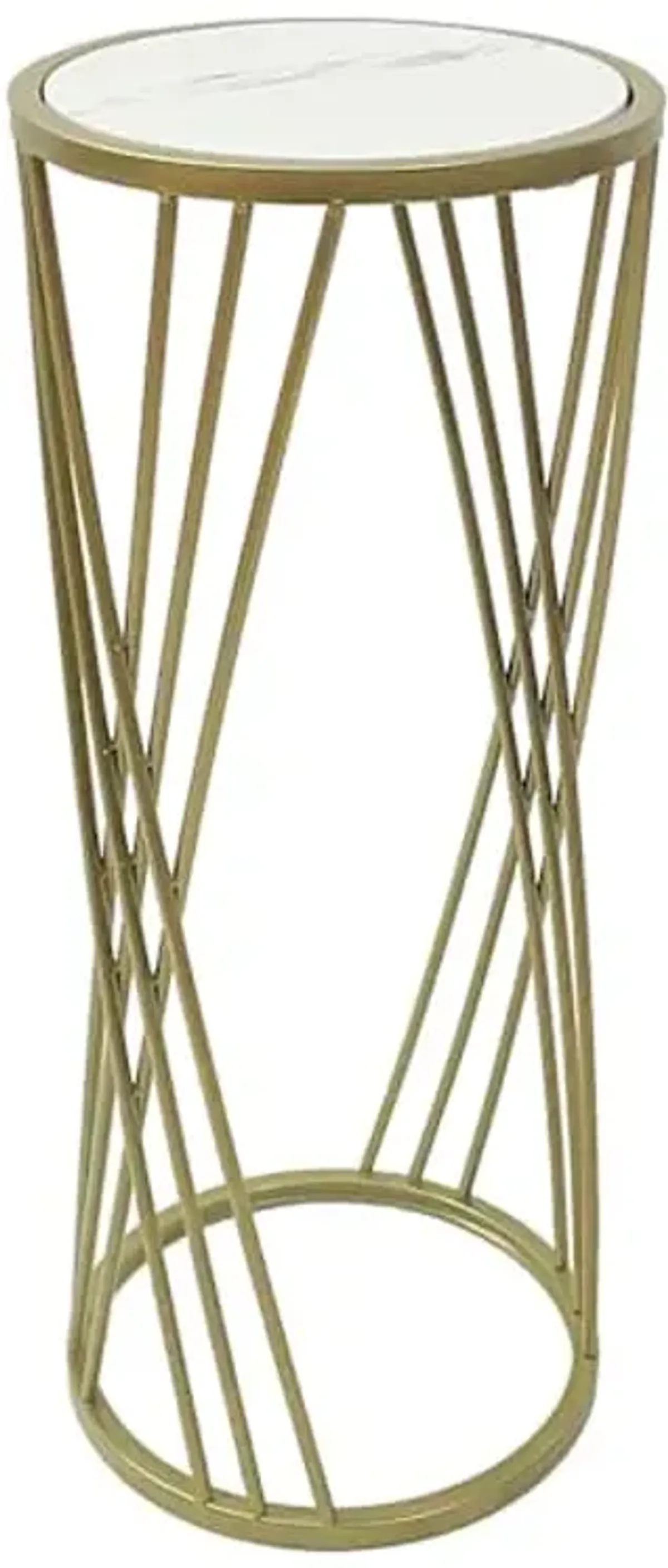 MEDIUM CROSS MARBLE PLANT STAND GOLD