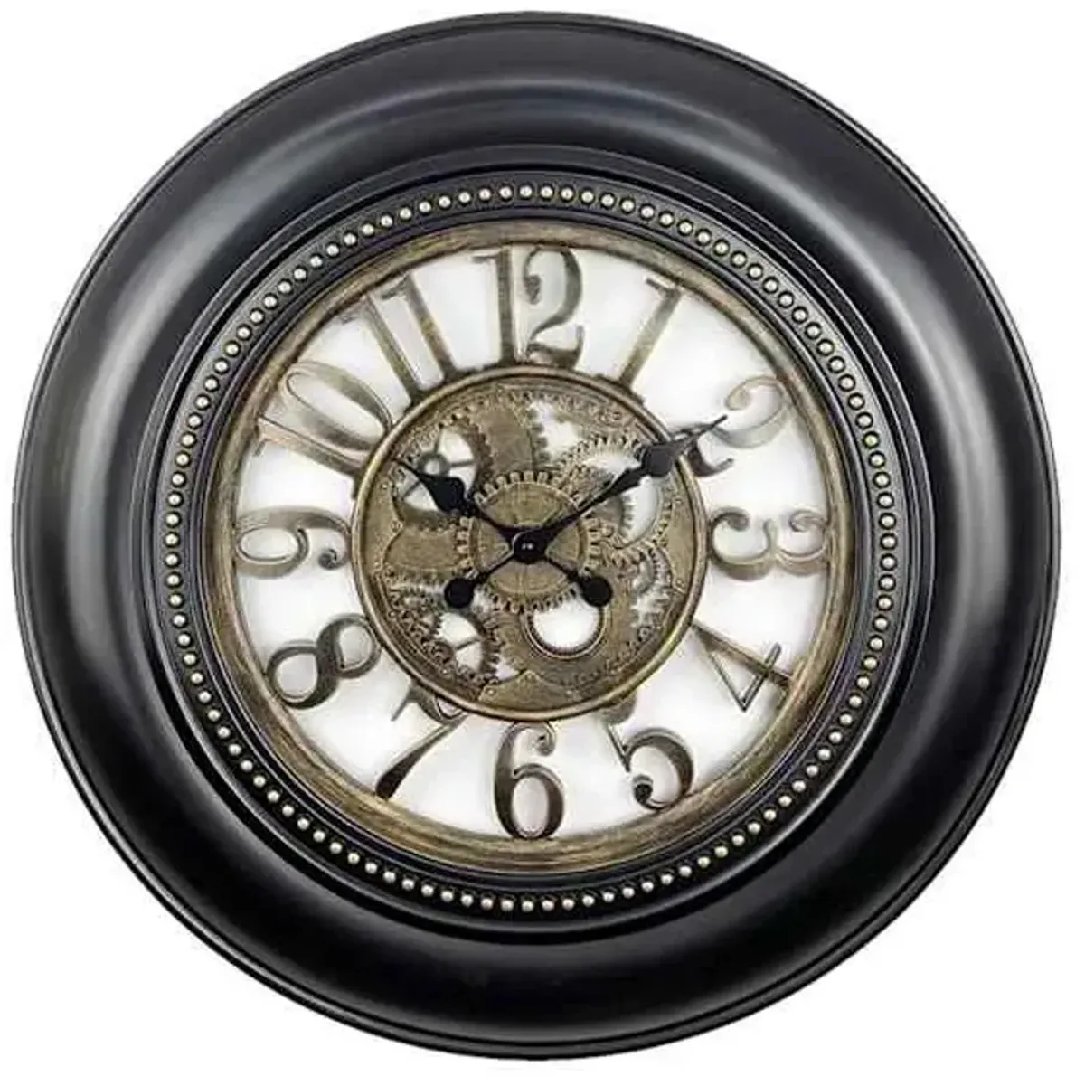 Black & Gold Wall Clock with Serena Gear Dial, 30"
