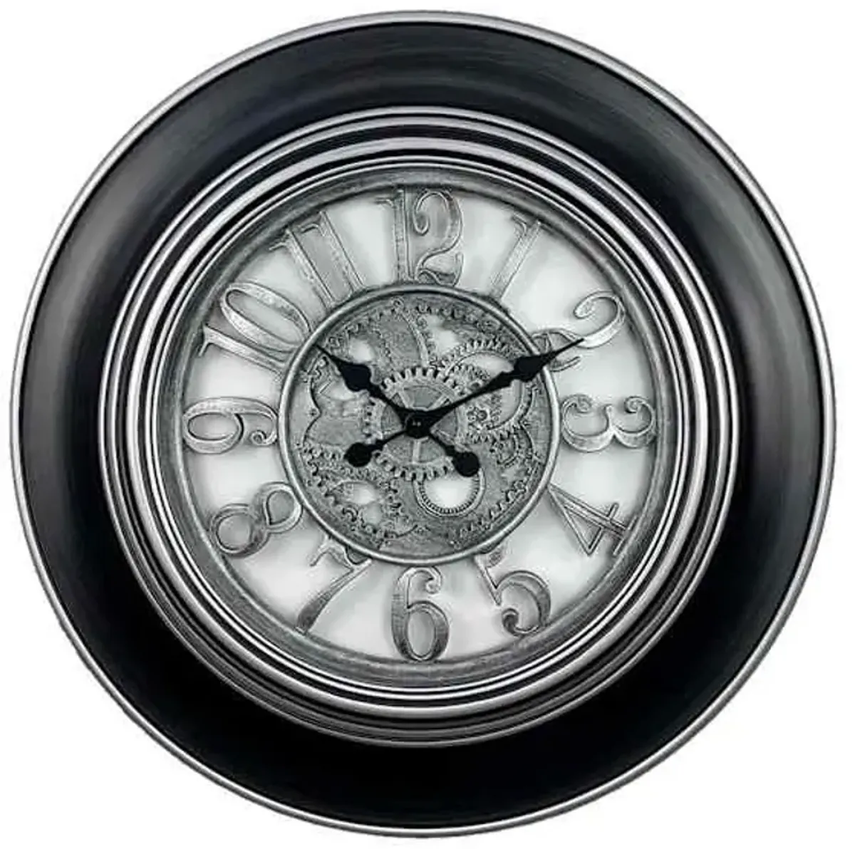Agent Gear Dial Black & Silver Wall Clock, 30"